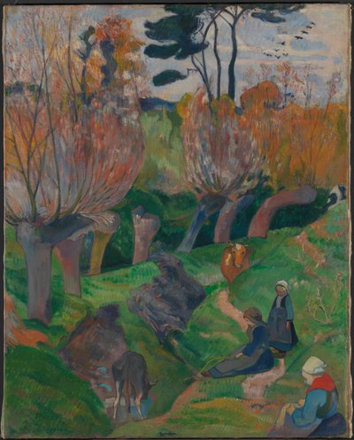 Bretagnelandschap met koeien door Paul Gauguin